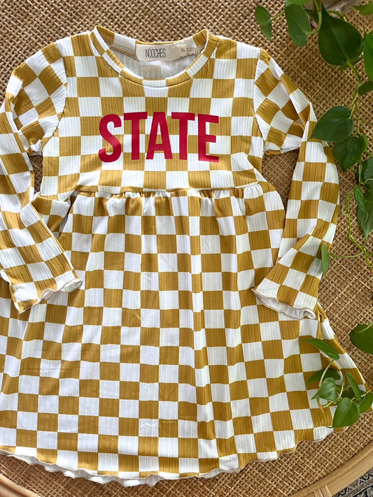 State Mustard Check Dress