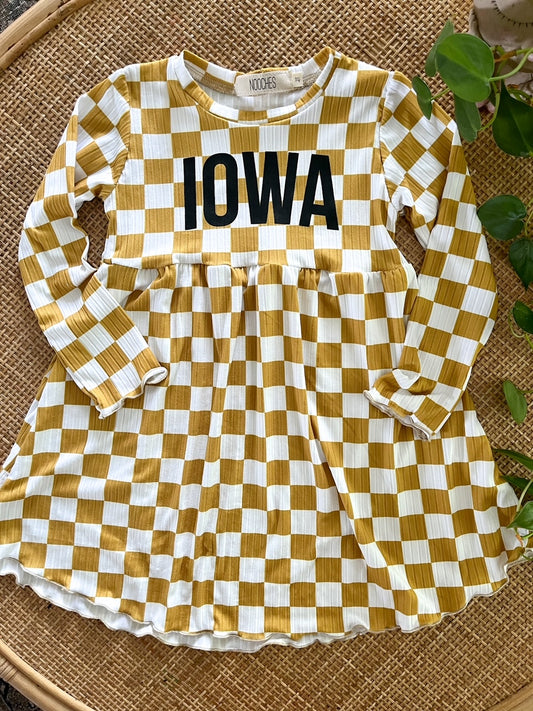 Iowa Mustard Check Dress