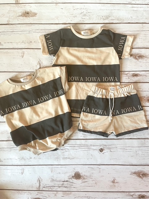 Iowa Rugby Stripe Oversized Romper