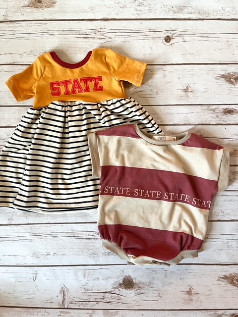 State Rugby Stripe Oversized Romper